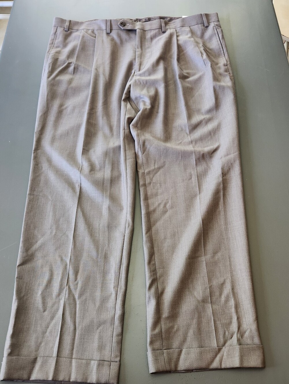 Ralph Lauren Pants Mens 42x30 Grey Chino Dress Slacks Dbl Pleated Cuffed Casual